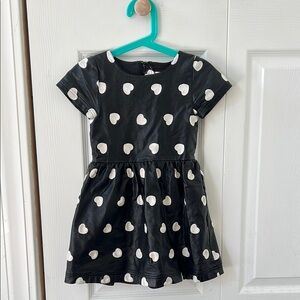 Appaman faux leather Kelsey hearts dress girls sz 5 black/white